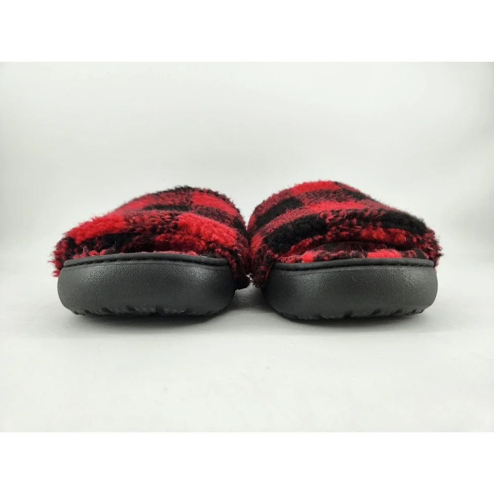Crocs Classic Cozzzy Sandal Mens 5 Womens 7 Red Black Buffalo Check Plaid 210694